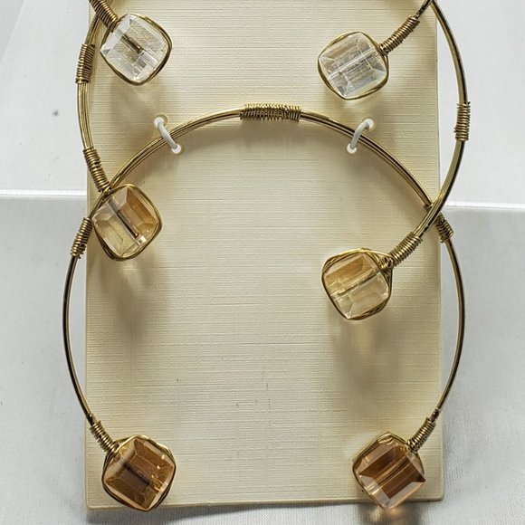 C.A.K.E. 3pc gold with multi stone cuff bracelet - Picture 3 of 6